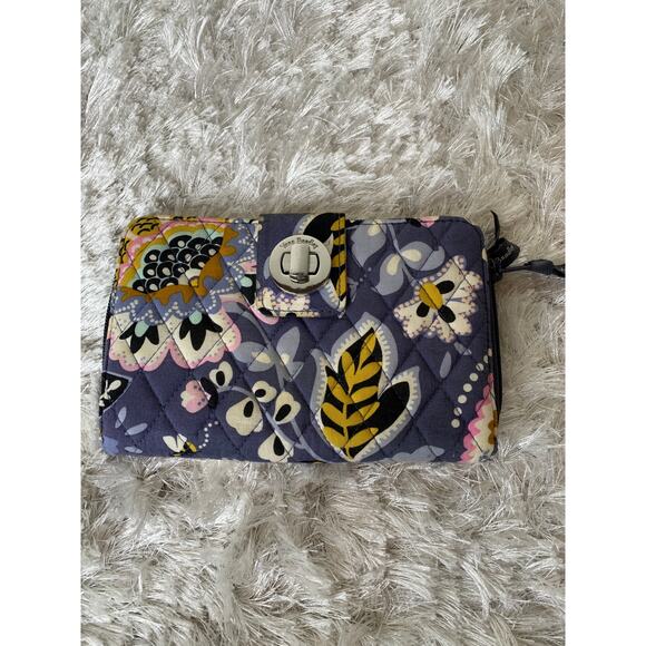 Vera Bradley Charmont Meadow Wallet Turn Lock Zip Around - Picture 3 of 8